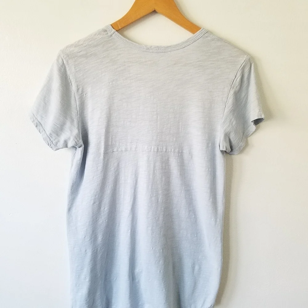 WILT Slub Cotton Powder Blue Asemetrical Relaxed Fit Shirt Top Small - Picture 6 of 9